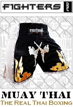 FIGHTERS - Thai Boxing Shorts / Elite Fighters / Black-White / XL