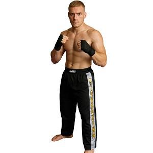 FIGHT-FIT - Kick-Boxing Hosen / Satin / Schwarz / Small